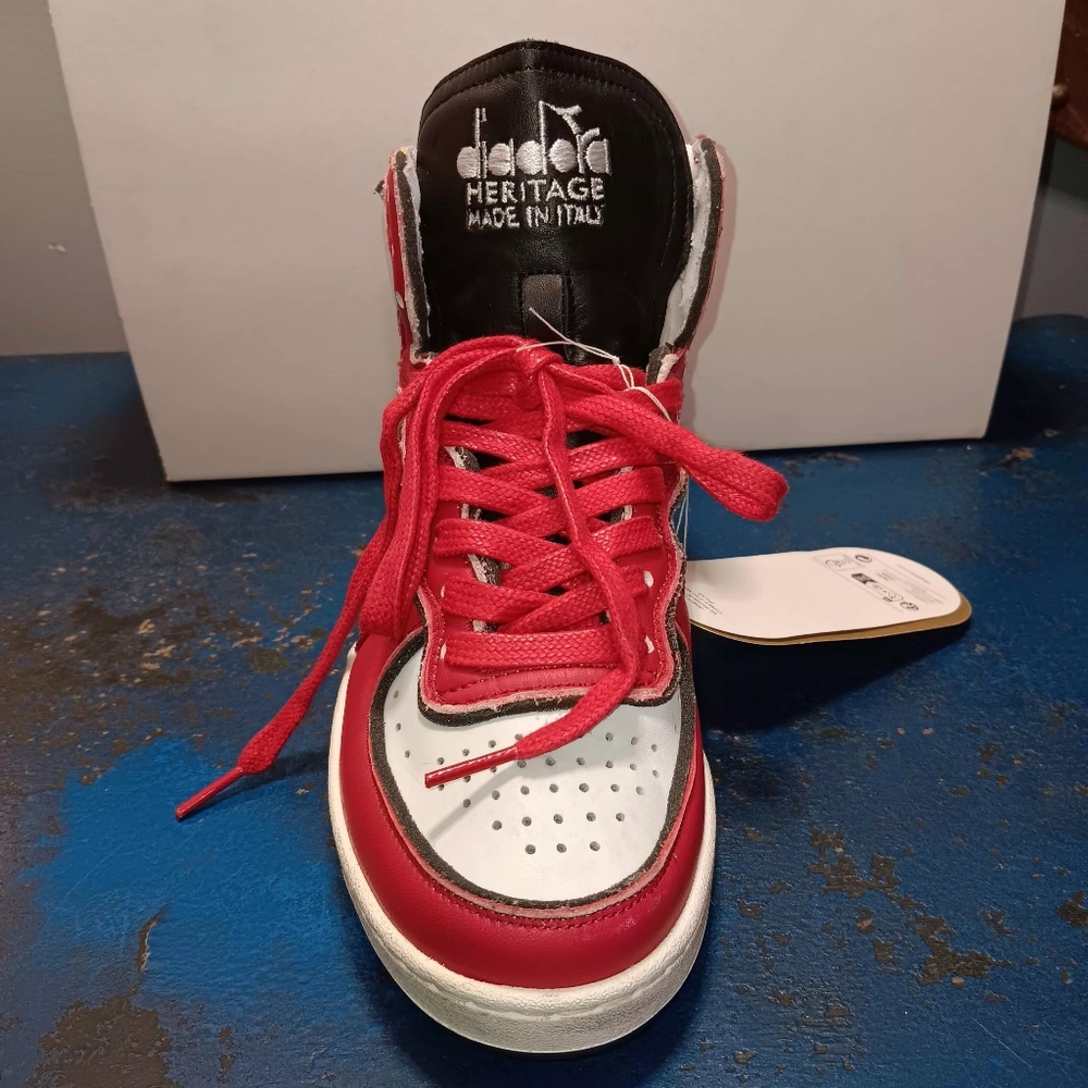 Diadora Leather High Top Sneakers - Red, Blue, Yellow - Picture 2 of 7